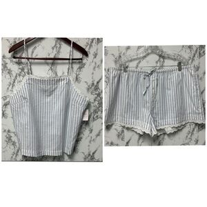 Auden Women’s Striped Blue and White Pajama Set Very Sexy Size XL